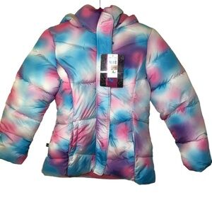 CB sports Multicolor Candy Print Hooded Full-Zip Puffer Jacket Size 10/12